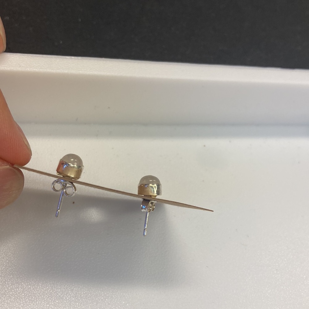 Moonstone stud earrings, Mounted in 925 sterling silver - Picture 2 of 2